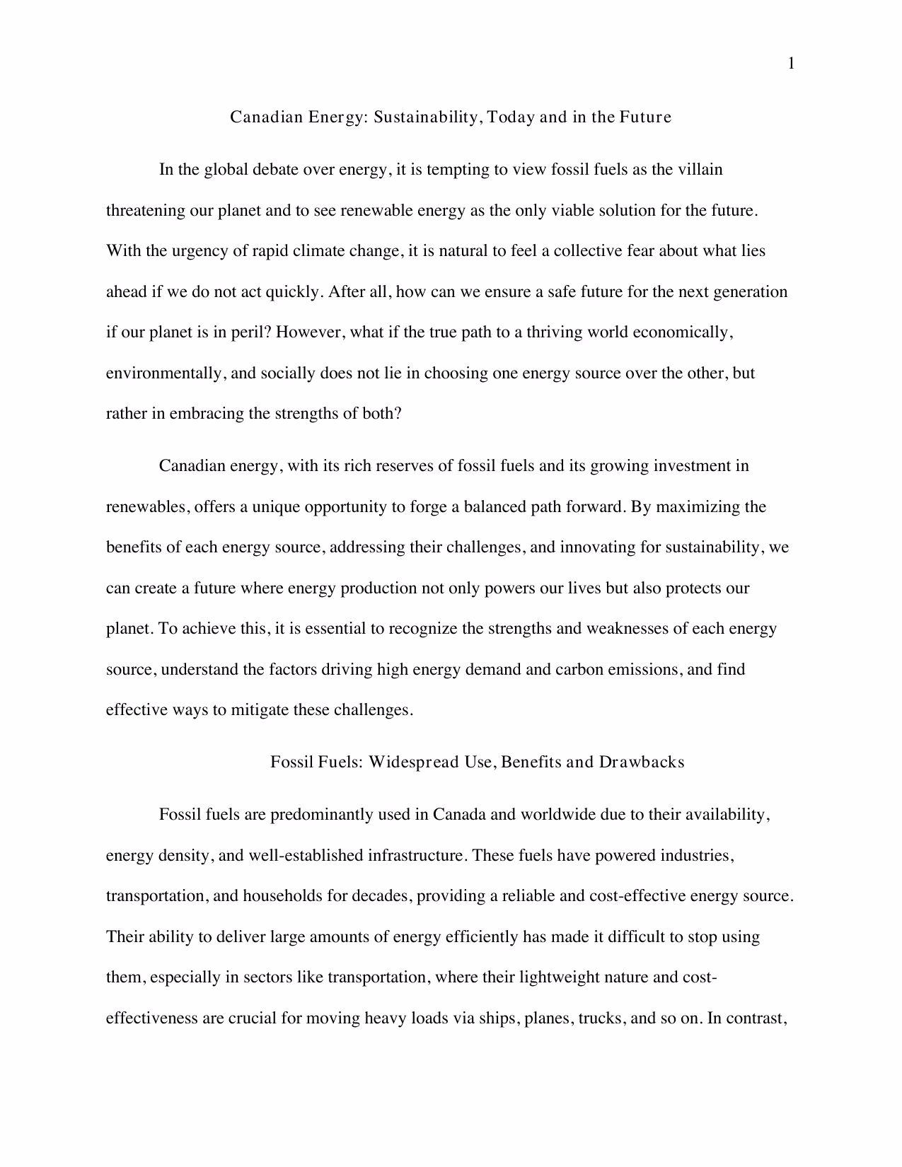 Canadian Energy: Sustainability, Today and in the Future by Princess Egwu